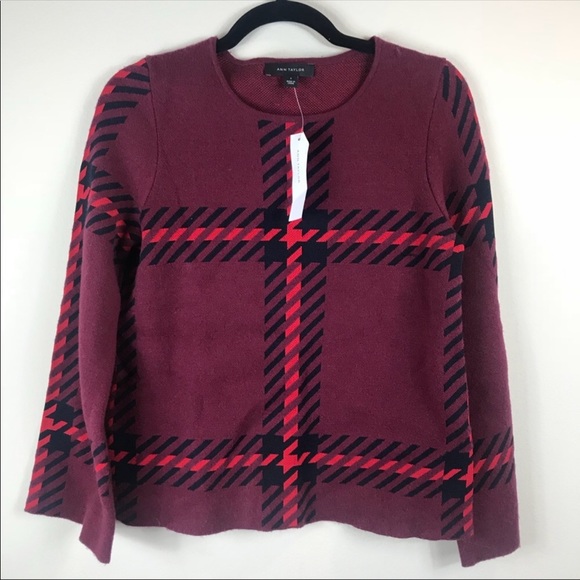 Ann Taylor Sweaters - NWT Ann Taylor Red and Plaid Sweater